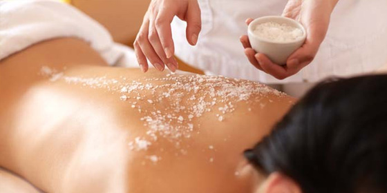 Sea salt glow body treatment at EXHALE SPA Toronto Airport
